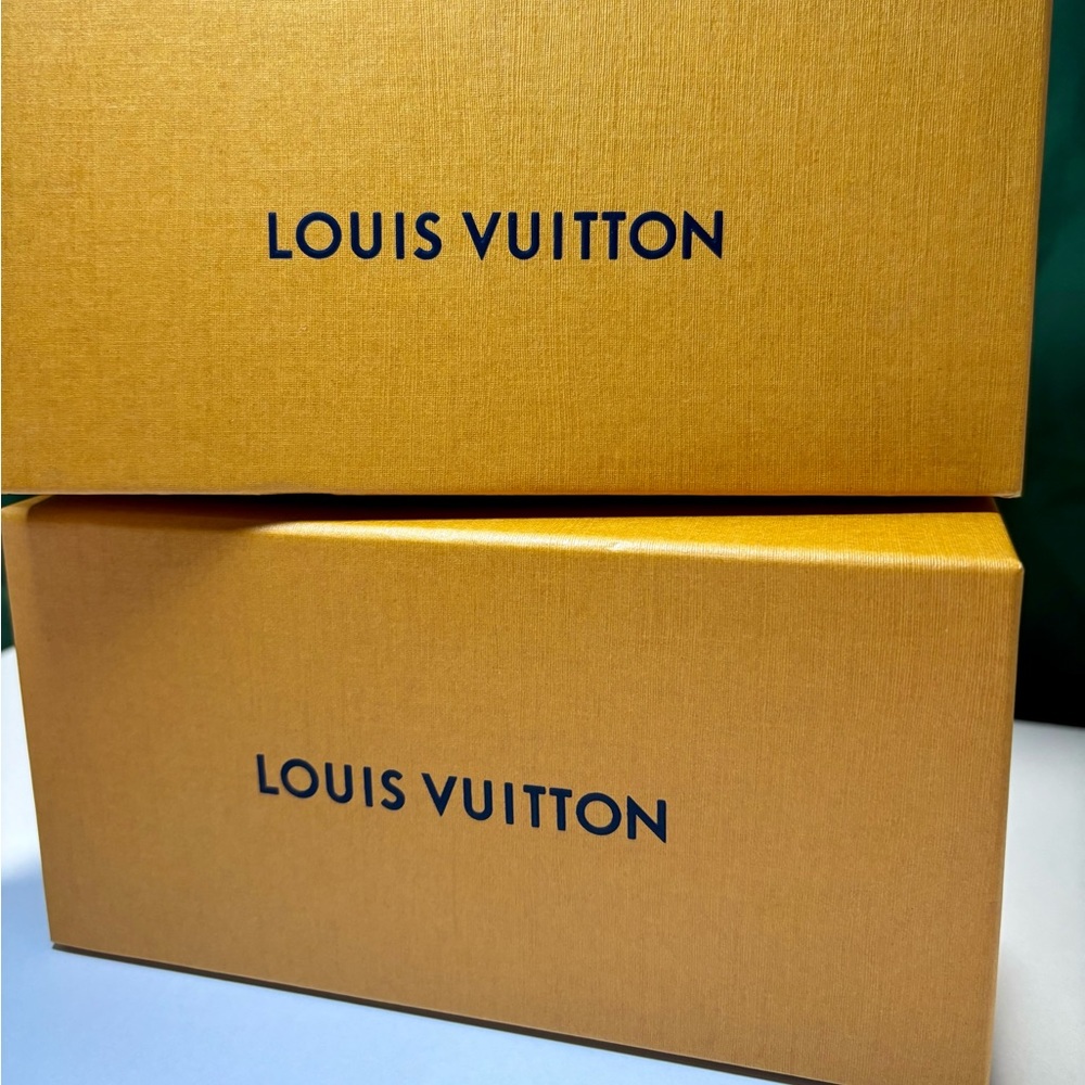 Set of 3 Louis Vuitton boxes and dust bag . 2 Original color and one brown